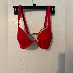 Red shade and shore bikini top